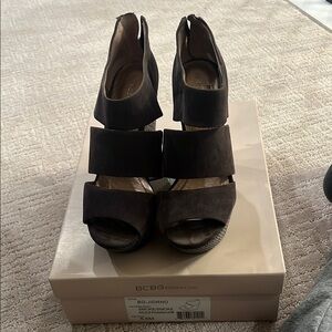 BCBGeneration Women's Black Peep-Toe Heels